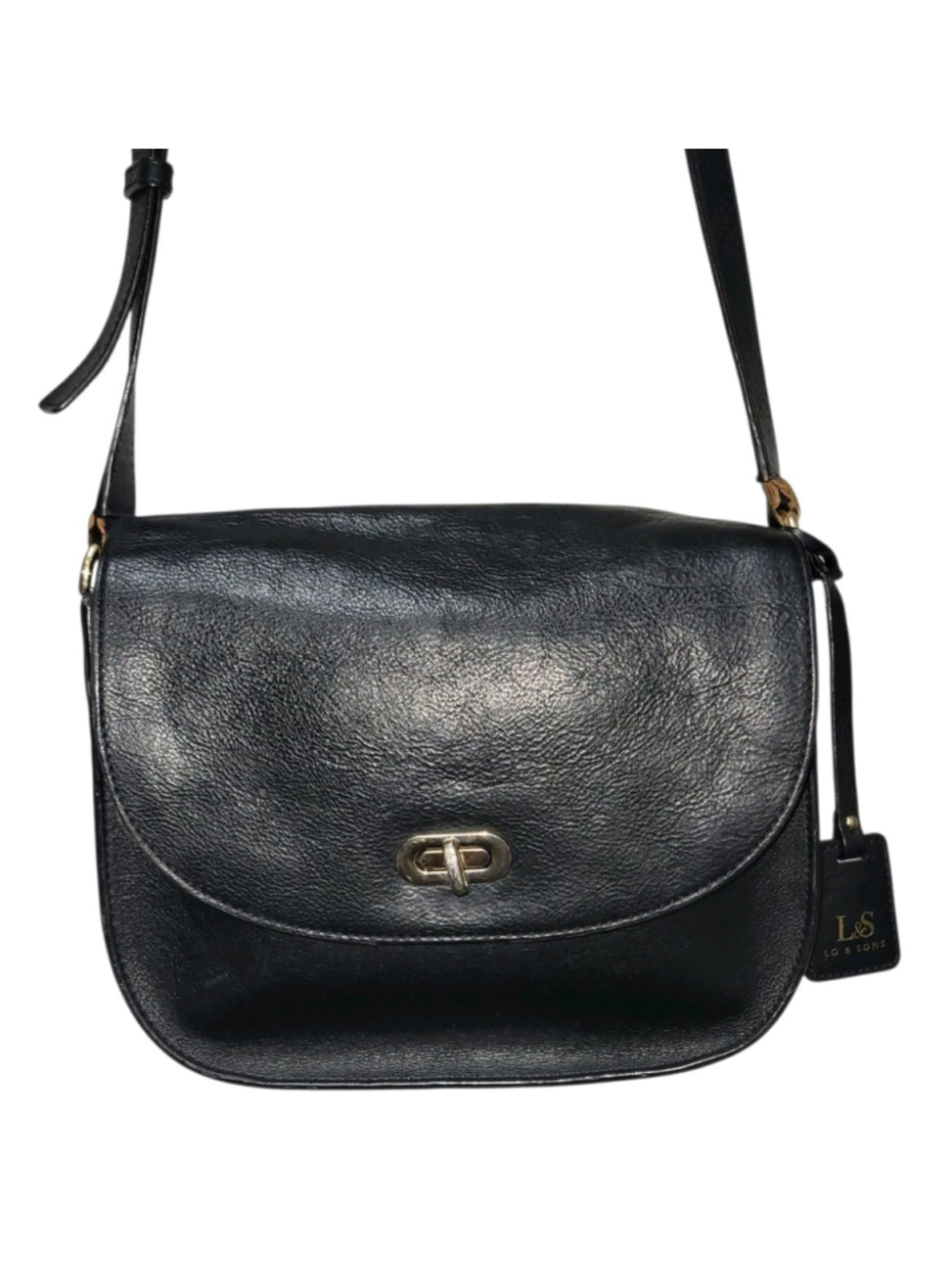 LO & SONS Claremont Camera Women's Full Grain Black Leather Crossbody Bag